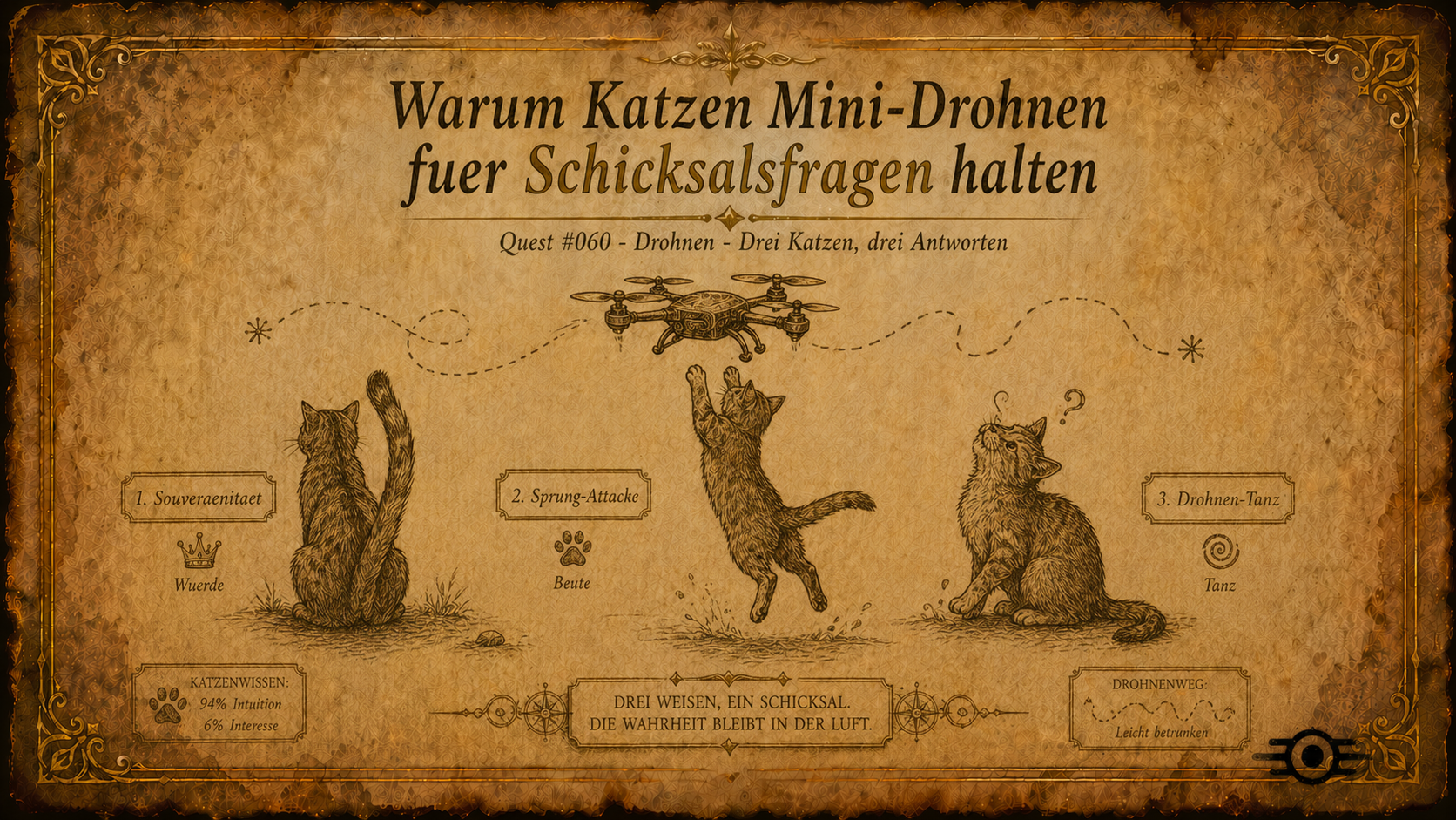 Warum Katzen Mini-Drohnen für Schicksalsfragen halten